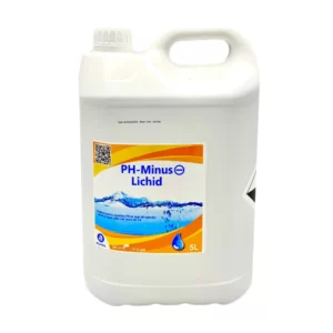 Produs sub formă lichidă pentru ajustarea pH-ului apei piscinei atunci când acesta este mai mare de 7,4. Un dezechilibru al pH-ului poate provoca disconfort pielii și ochilor scăldatorilor, precum și o performanță mai scăzută a produselor dezinfectante. Conține: acid sulfuric 14,9%. CAS: 7664-93-9 , EC: 231-639-5 Forma lichida. Cantitate: 5L