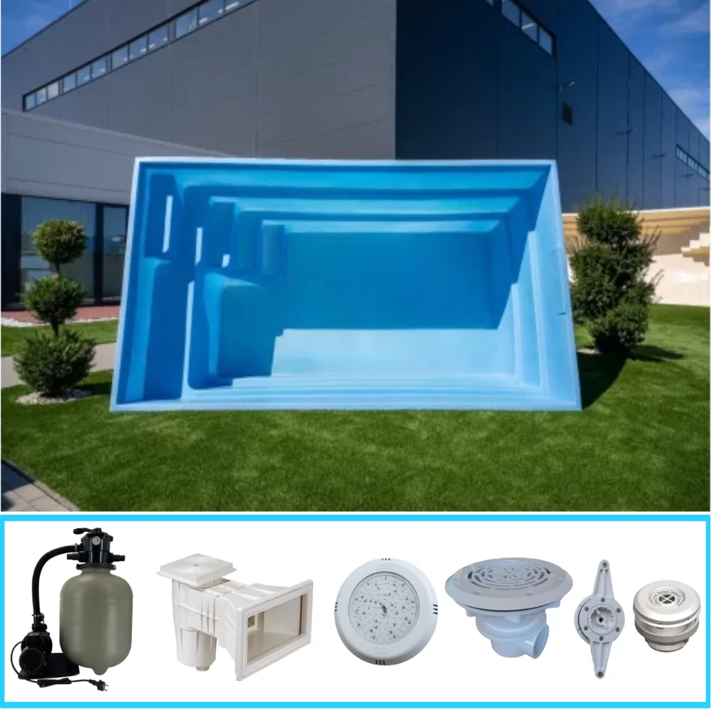 Kit Piscina Prefabricata din HDPE 6m x 3m x 1.5m + Accesorii