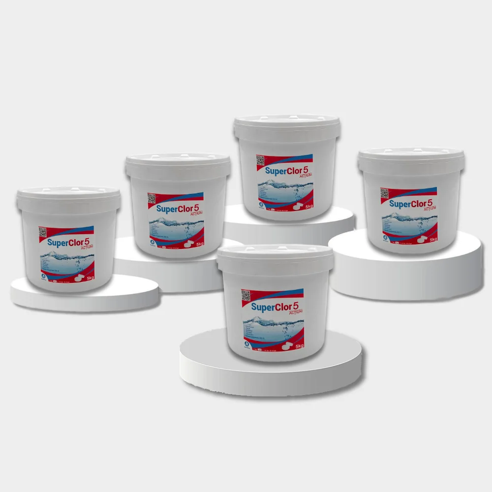 Dezinfectant pe baza de Clor pentru Piscine SuperClor 5 Actiuni Tab 200Gr, 5kg - imagine 2